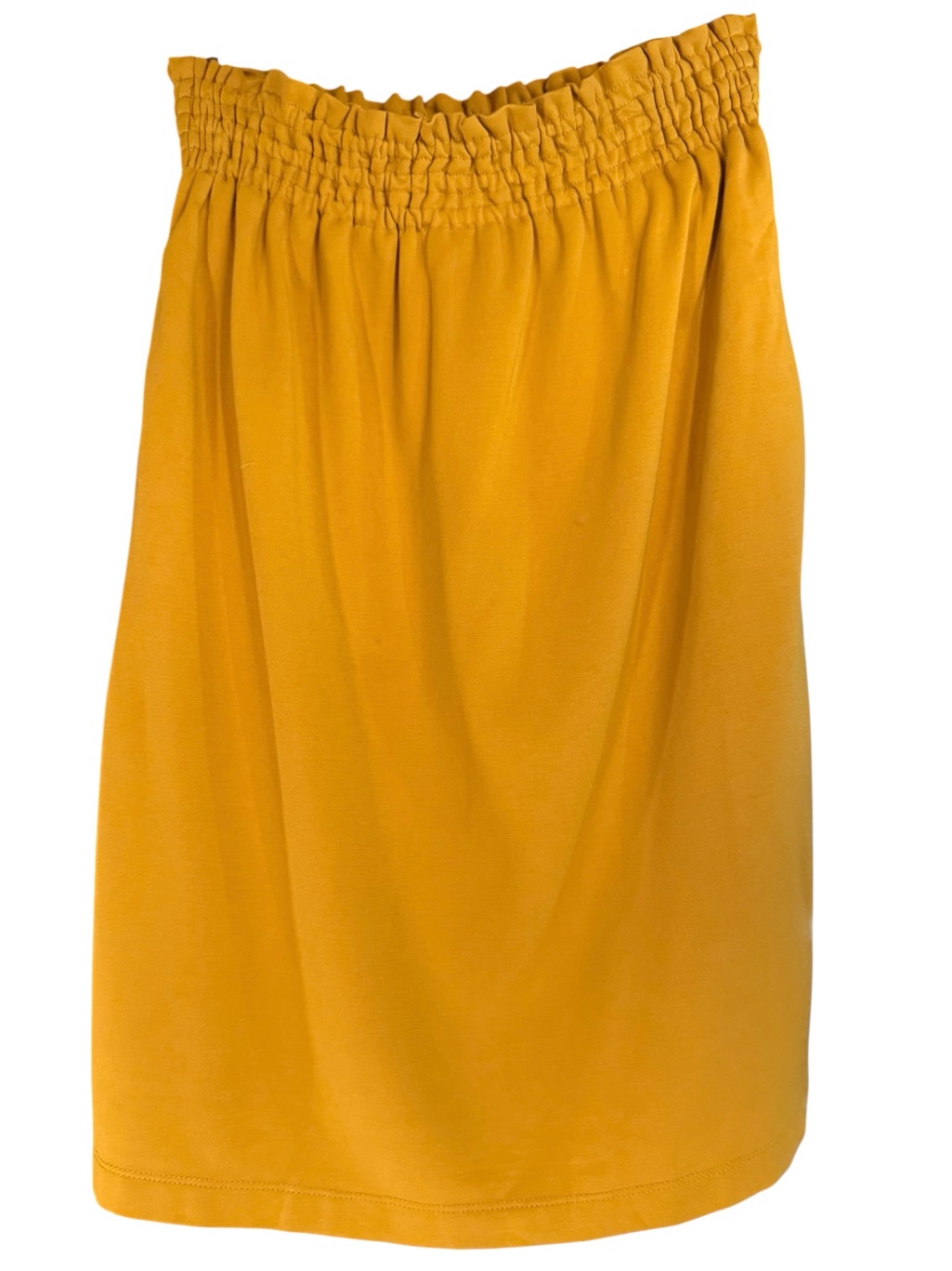 Tulip B Smocked Waist Mustard Yellow Jersey Skirt Pockets Lined Stretch Nwt